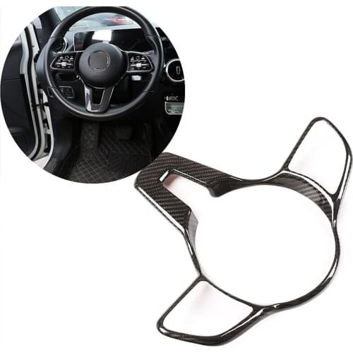 Car Interior Steering Wheel Frame Trim for Mercedes-Benz B-Class GLA GLB 2020 Real Carbon Fiber Car Steering Wheel Frame Trim