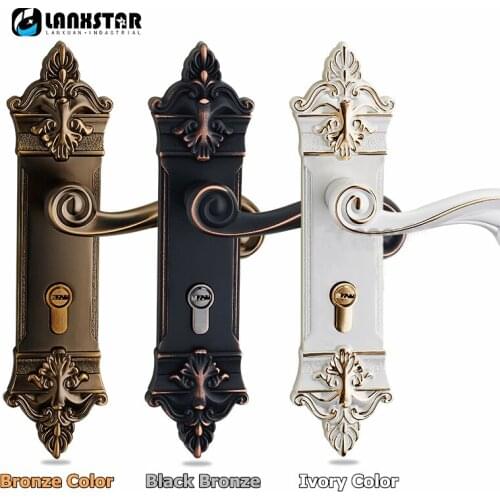 Luxury Style Bronze Solid Lockset Handle PVD Locker Interior Door Classical Mechanical Lock Handle