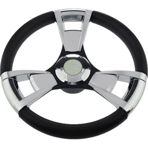 350mm 3/4'' Steering Wheel with Polished Chromed Spokes for Marine Boat Yacht Aluminum alloy + ABS