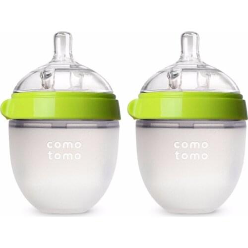 Silicone Baby Bottle Green/Pink 5 oz and 8 oz Baby Bottles 2 Pack BPA free Feeding bottle children kids