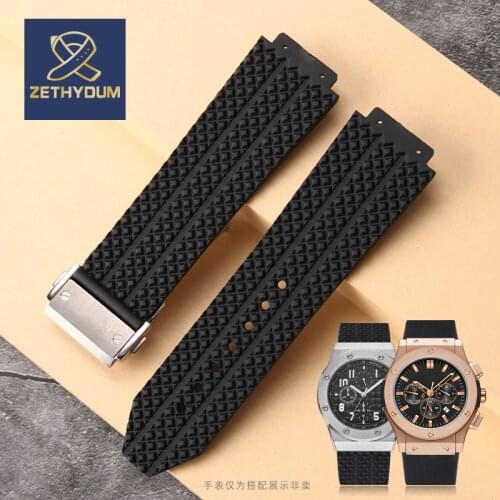 Silicone Watch Strap for HUBLOT Classic Fusion Universe Big Bang Series Men Women Vertical Stripe Road Bracelet 25mm