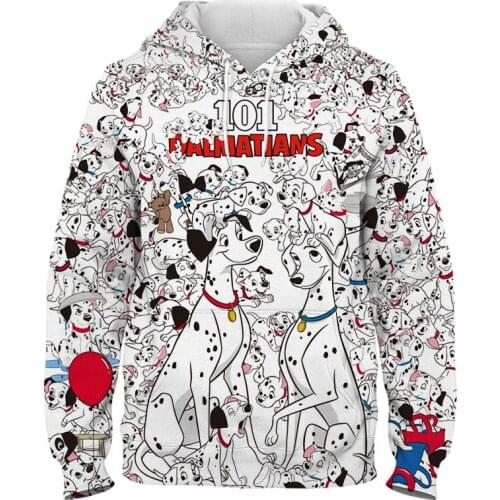 Cartoon Anime 101 Dalmatians Hoodies Men Women Children Fashion Dog 3D Print Sweatshirts Clothes Boy Girl Kids Long Sleeve Coat