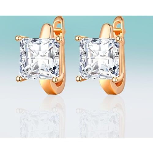 New Classic Design MultiColor Cubic Zirconia Small Square Stud Earrings for Women Jewelry Wedding Party Gifts High Quality