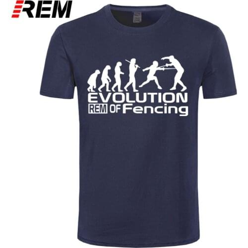 REM Designs Creative Evolution Fencing printing Funny t shirt SHORT sleeve o-neck cotton mens casual High-quality
