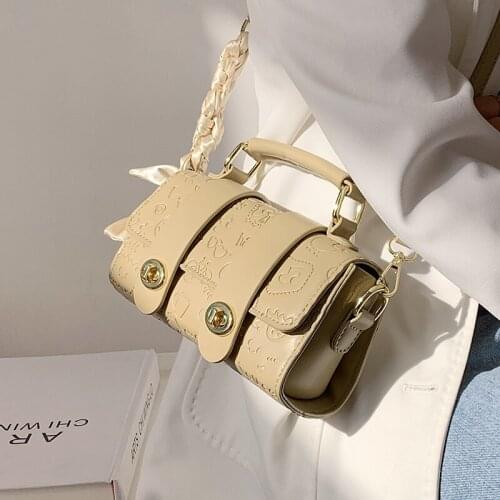Womens Shoulder/crossbody Bag Fashion Clamshell Hasp Ribbons Decorative Chain Leather Handbags Wholesale 2021 New Female Bags