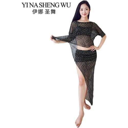 Belly Dance Exercise Clothing Suit Summer New Arrival Half Sleeve Belly Dance Costume Women 2 Pcs Set Dance Performance Clothing