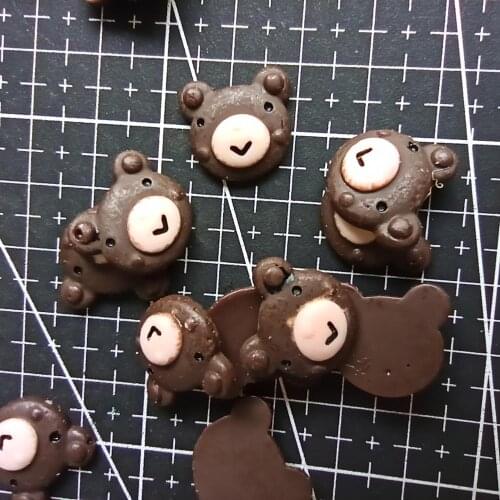 1pcs/lot Resin flat back lovely bear head 17mm Ornaments Micro landscape Ornaments Creative Home Gardening Decorations