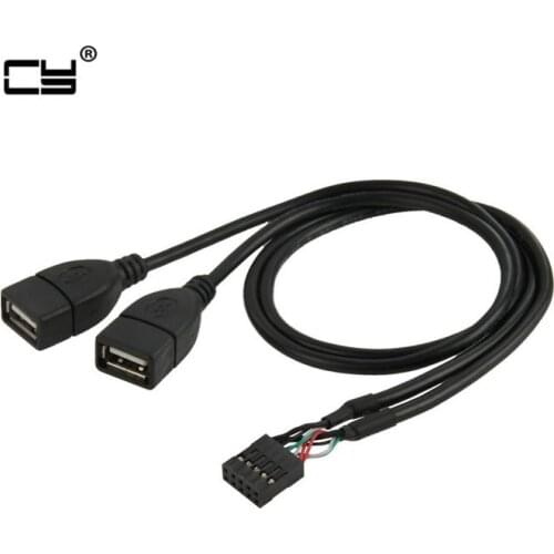 10 Pin / 9pin Motherboard Female Header to Dual USB 2.0 Female Adapter Cable 50cm