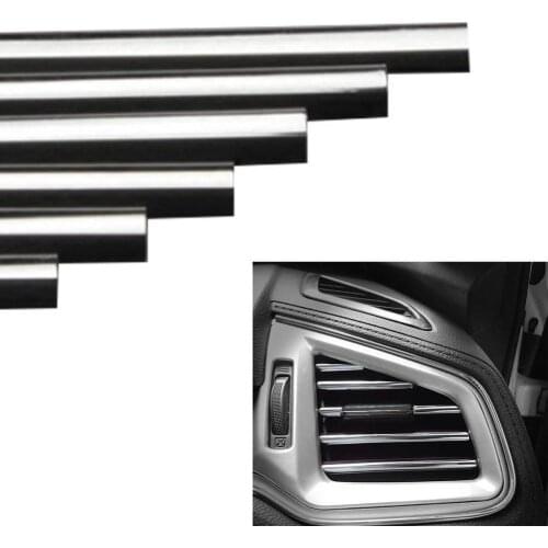 10pcs Car-styling Plating Air Outlet Trim Strip Interior Strip Vent Decoration Trim Outlet Switch Diy Air Rim Grille Automo D9U9