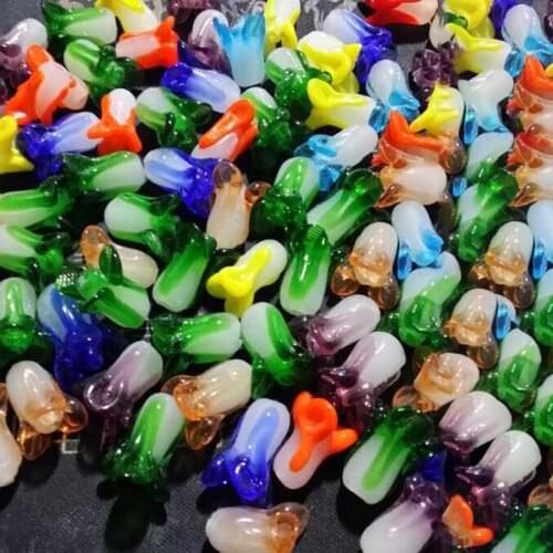 10pcs/lot About 10x20mm Mix Color Cabbage Shape Lampwork Beads For Jewelry Making DIY Loose Handmade Lampwork Glass Beads