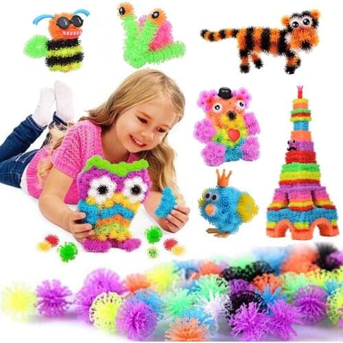 100-1200pcs Thorn Ball Clusters 3D Model Construction Building Blocks Toys Sticky Puff Balls Puzzle DIY Assembling Toys For Kids
