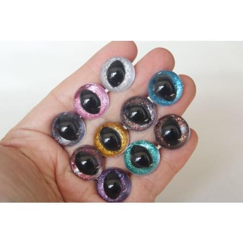 20pcs N10 12mm- 25mm glitter clear safety toy cat eyes + glitter +hand washer for handcraft wollen--color option