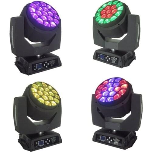 4pcs/lot Big Bee Eye Led Moving Head Beam Wash Light AC 110V-240V Zoom functions 19*15W RGBW 4 in1 Leds Dj Lamps