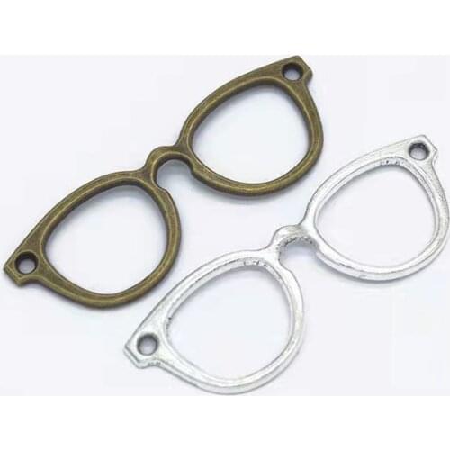 8Pcs 55x19mm Two Color Plated Zinc Alloy Glasses Charms Connector Pendant Fit For Jewelry Making