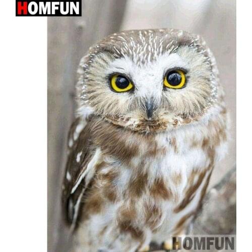 HOMFUN Full Square/Round Drill 5D DIY Diamond Painting "Animal owl" 3D Diamond Embroidery Cross Stitch Home Decor A20035