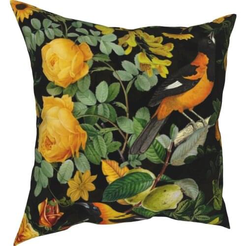 Antique Midnight Botanical Flower Rose Garden Pillowcase Printing Cushion Cover Gift Chinese Throw Pillow Case Cover Seat