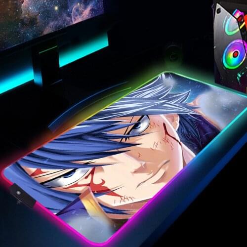 Fairy Tail RGB Illumination Large Mouse Pad Gamer Led Computer Mousepad with Backlight Carpet for pc Keyboard Desk Mat for CSGO