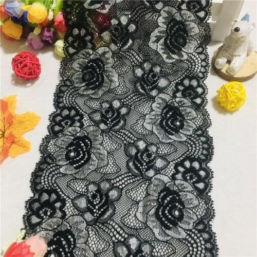 NO1329 black 16 cm wide stretch lace decorative fabric, used for clothing craft embellished wedding