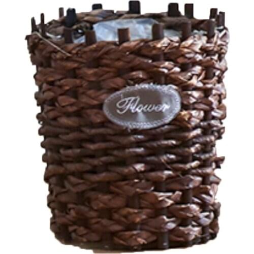 Nordic woven flower basket style handmade straw flowerpot creative ornament rattan flowerpot living room floor decoration