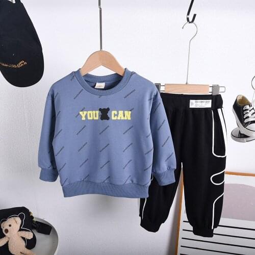Childrens Tracksuit 2-7Y Fashion Brand Girls Two-piece Suit Pure Cotton Sports 2-piece Suit Boys T-shirts Tops Sports Trousers