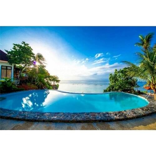 Diy Paint By Numbers Blue sky Swimming Pool Kit Oil Painting By Number On Canvas Coloring Picture Handmade For Adult Home Decor