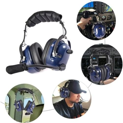 Electric Noise Canceling Mic Aviation Pilot Headset Noise Reduction GA Dual Plugs MP3 Music Input With Comfort Ear Seals
