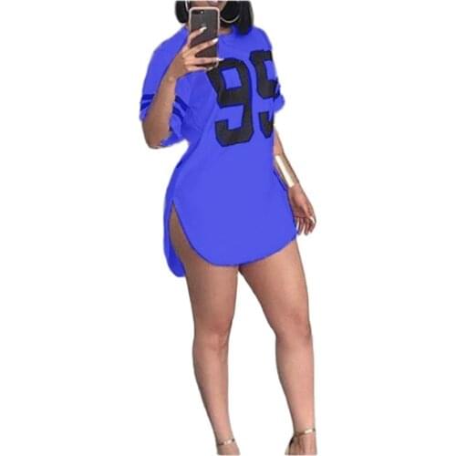 Split t Shirt Women Summer Top Tees Number Print Women T-shirt Oversized Women Tops Long Sports Ladies Casual t Shirt Tops