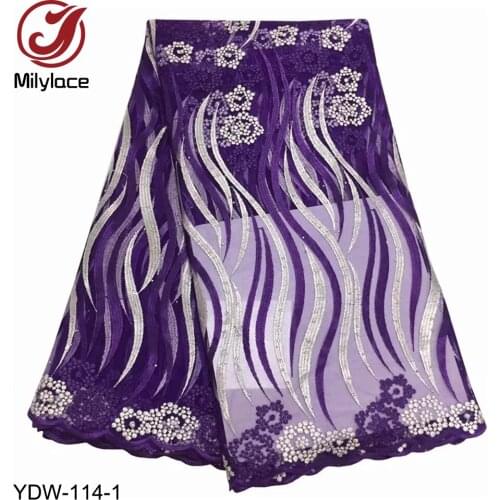 Hot Sale French Lace Fabric Nigeria Lace Fabric High Quality African Tulle Lace Fabric for Wedding Party Dress YDW-114