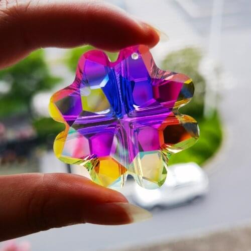 H&D 45mm Four-Leaf Clover Crystal Prism Pendant AB-Color Chandelier Lamp Parts Rainbow Maker Window Hanging Suncatcher Ornament