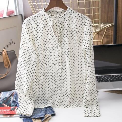 And Pure beauty easy to manage free iron, riped, moon, chiffon shirt, womens top