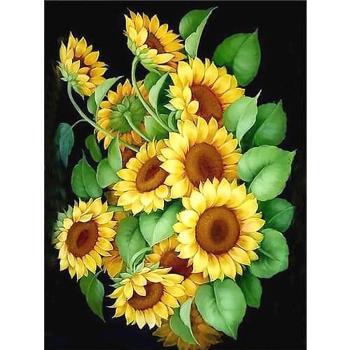 Sunflower Diamond Art Painting Full Round Mosaic Embroidery Flower Blackboard Crystal Gift Wall Decor