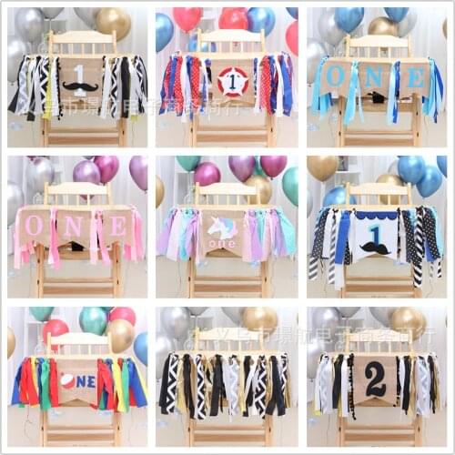 Baby Shower Banner Set One year Birthday Coloured Flags Baby chair Birthday Party Decoration I am ONE Banner Baby Shower Supplie