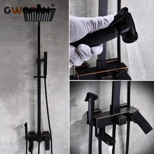 Bathroom Shower Faucet Set Bathtub Faucets Shower Mixer Tap Bath Shower Taps Waterfall Shower Head Wall Mount Rainfall Tap