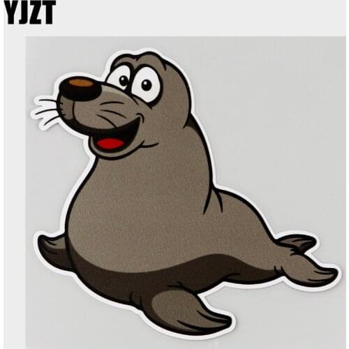 YJZT 13.8CM×12.8CM Decal Cartoon Sea Lion Ocean PVC Car Sticker 11C-0162