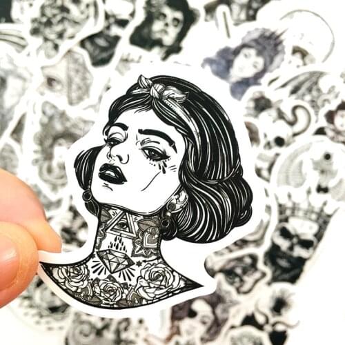 10/50Pcs/Pack Cool Pegatina Black White Gothic Style Horror Thriller Stickers for DIY Laptop Skateboard Guitar Decals Sticker