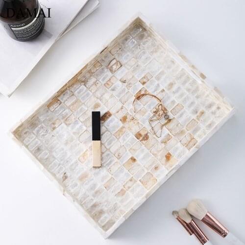 Nordic Simple Wood Trays Decorative Shell Handmade Jewelry Storage Tray Cosmetic Container Dressing Table Decoration Ornaments