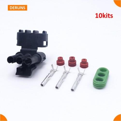 New Brand 10 kits 3Pin Way Delphi Female Sealed Waterproof Auto Motercycle Connector Plug