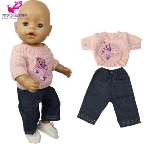 Doll clothes sweater and jeans pants for 43cm baby doll accessory for children play toys 18 inch girl doll dress