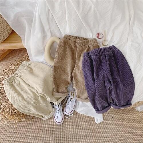 2-7 Years Baby Boys Trousers Spring Autumn Childrens Korean Solid Corduroy Pants Boys Kids Casual Loose Pants Toddler Clothes