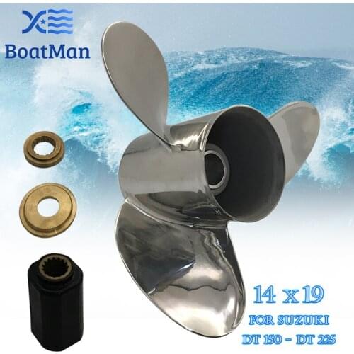 Outboard Propeller 14X19 For Suzuki Engine 150HP 175HP 200HP 225HP Stainless Steel 15 Tooth Splines Boat Parts SS14-0000-019