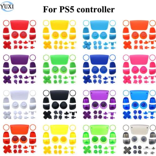 YuXi Full Set Buttons For Playstation 5 PS5 Controller Replacement L1 R1 L2 R2 D-pad Joystick Cap With Accent Rings