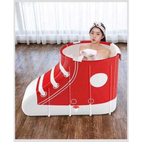 Portable Foldable Bathtub High Quality Shoe Type Bath Tub Comfortable Household Adult Tub Single Bathing Bucket SPA Massage Pool