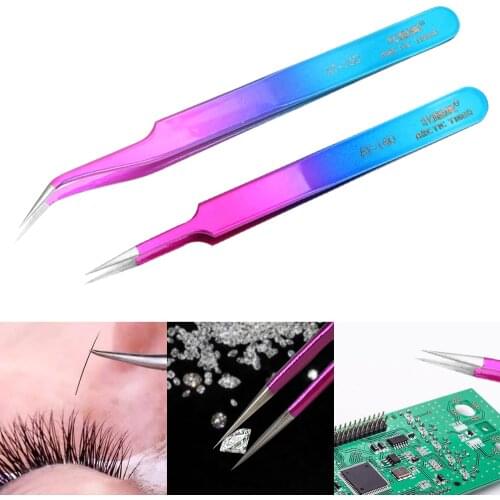 NICEYARD Precision Industrial Tweezers Curved Straight Tip Anti-static Curved Straight Tip Stainless Forceps
