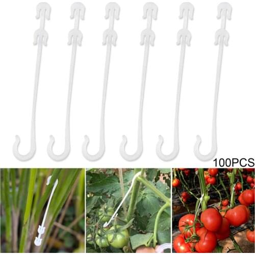 Vegetable Holders J-shape Hook Tomato Hooks Clamps Gardening Supplies Tool Greenhouse Twine Prevent Falling 100Pcs J-hook Clips