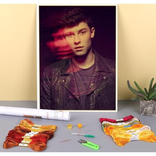 Shawn Mendes Pre-Printed 11CT Cross Stitch DIY Embroidery Patterns DMC Threads Painting Craft Hobby Sewing Room Decor Package