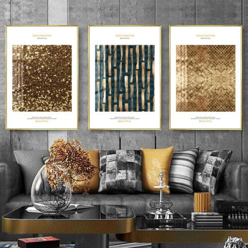 Nordic Modern Golden Canvas Painting Picture and Print Poster for Living Room Wall Art Black White Decoration Bedroom Home Décor