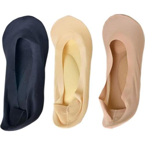 1 Pair Ladies 3d Boat Socks Breathable Pad Bow Foot Massage Health Care Invisible Socks Silicone Anti-icing Ice Boat Black Socks