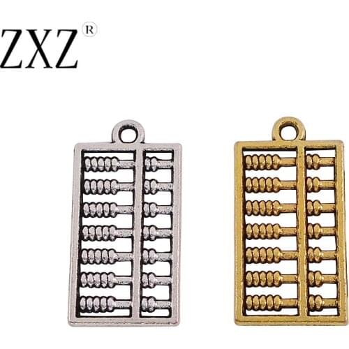 ZXZ 20pcs Tibetan Silver/Gold Tone Chinese Abacus Charms Pendants 2 Sided for Jewelry Making Findings 25x13mm