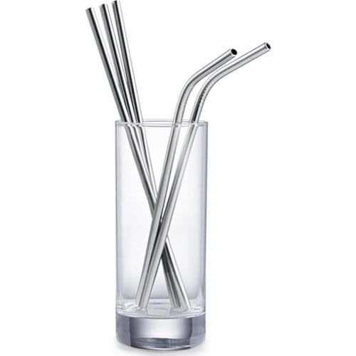 10pcs Cotton Bag 304 Stainless Steel Straw Set Beverage Coffee Straw 8*Straw 2*Brush 1*Cotton Bag
