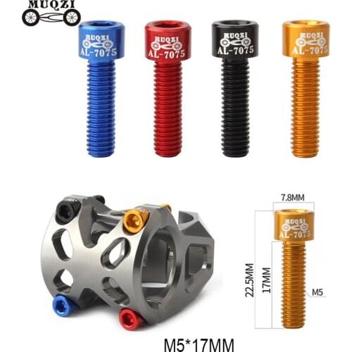 4Pcs MUQZI Bicycle Handlebar Stem Screw Aluminum Alloy M5*17Mm Mountain Road Fixed Gear Stem Riser Bolts